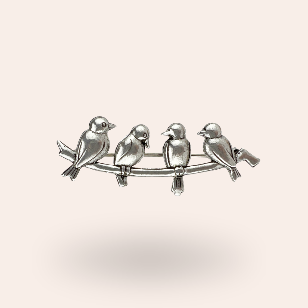 Broche Oisillons argentée