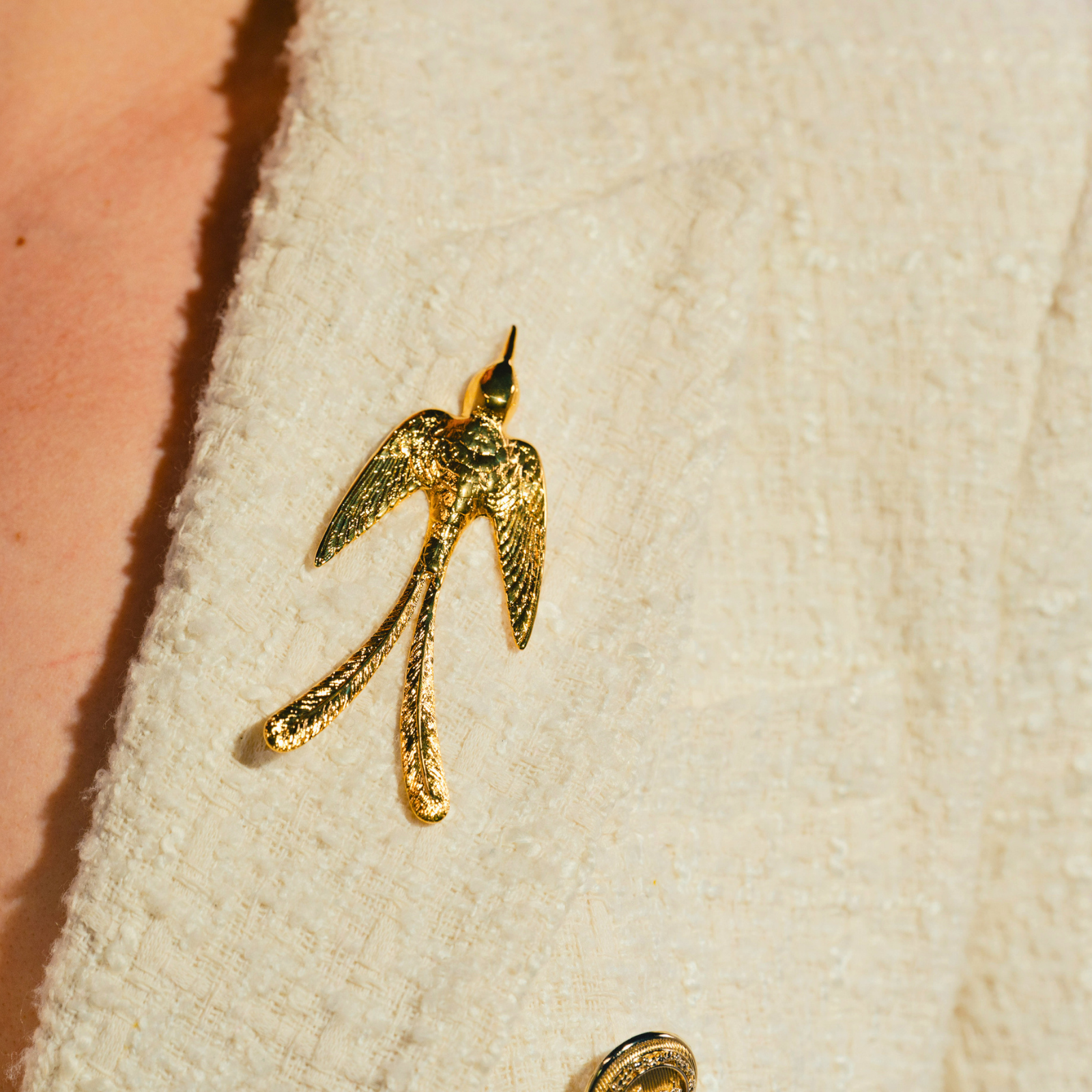 Broche Rossignol dorée