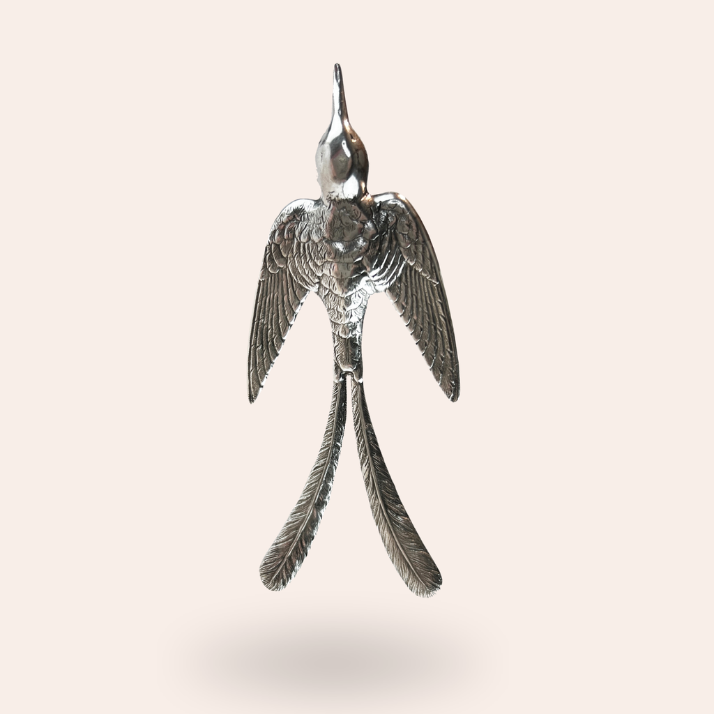 Broche Rossignol argentée
