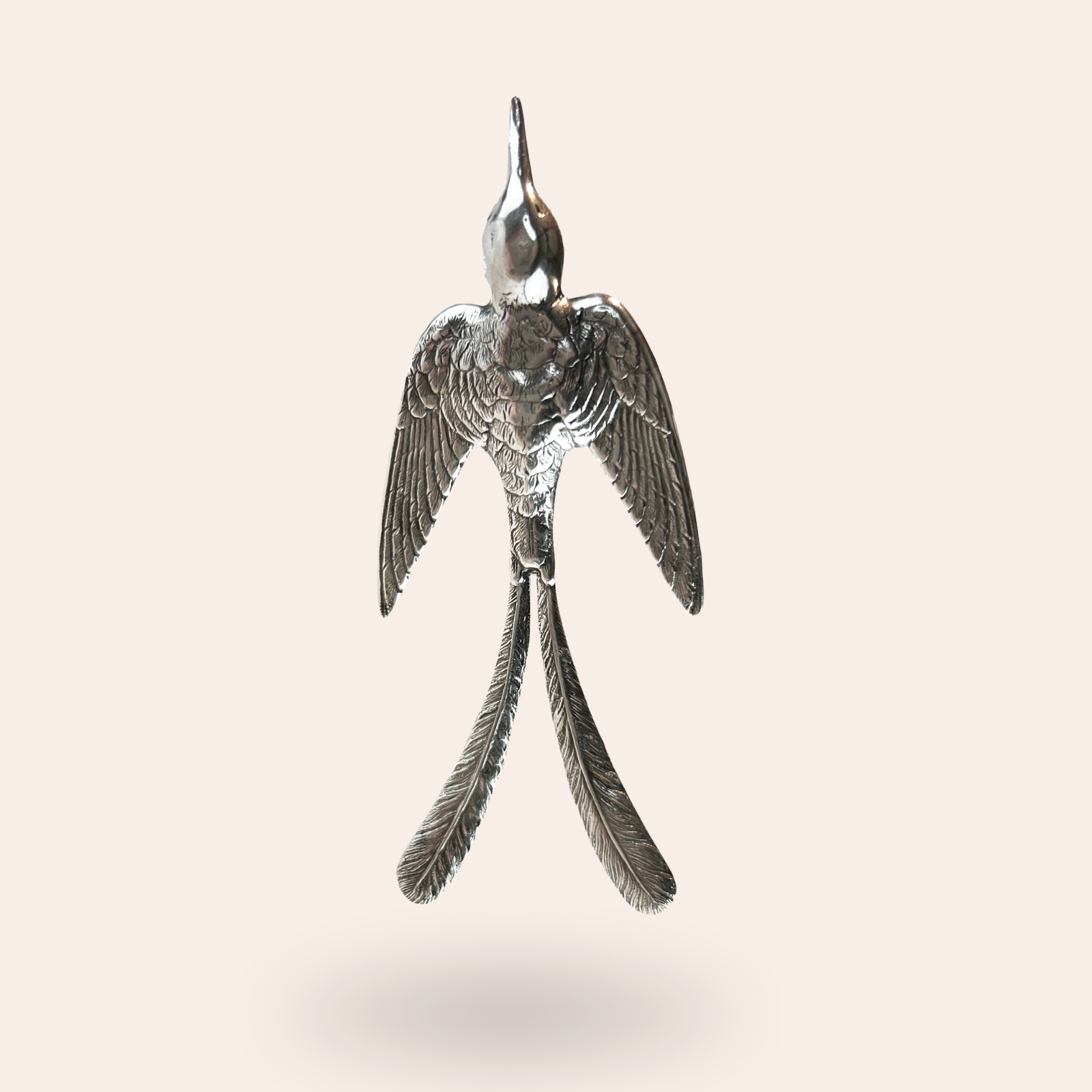Broche Rossignol argentée