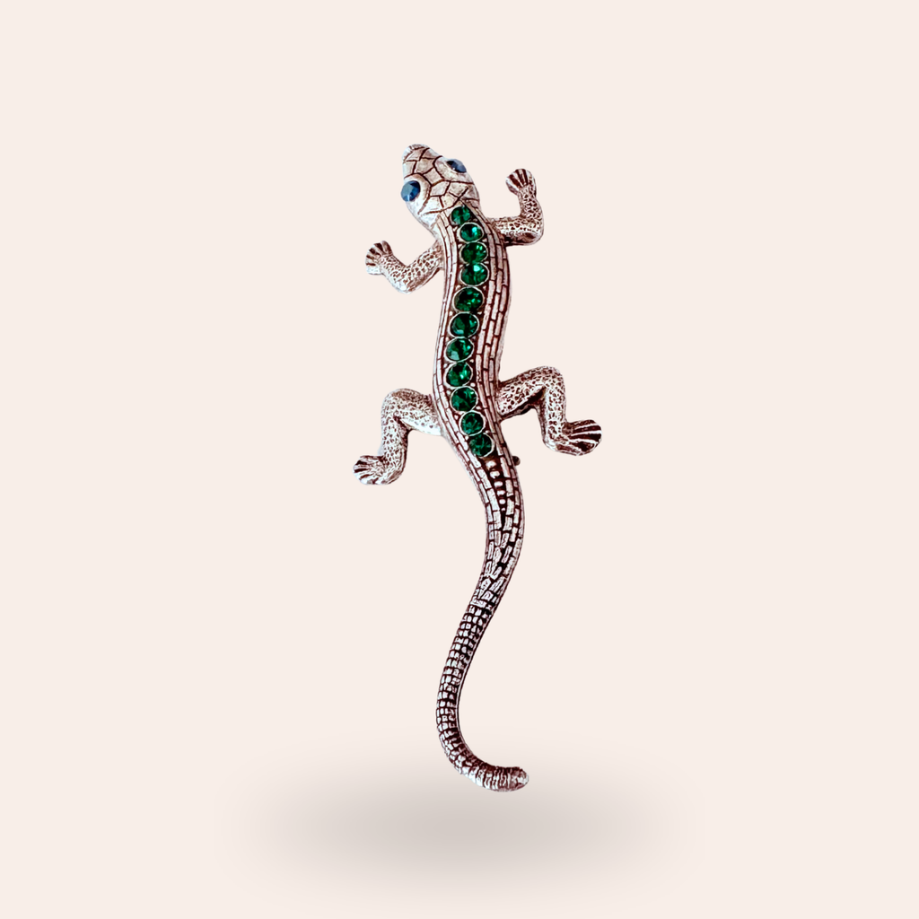 Broche Lézard argentée