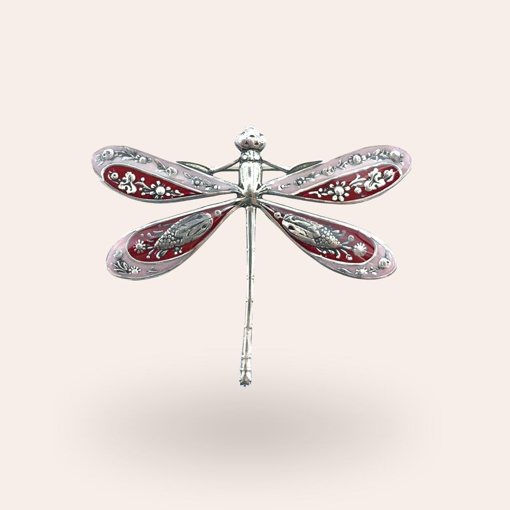 Broche Libellule gravée