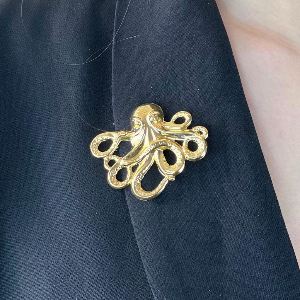 Broche Octopus Dorée