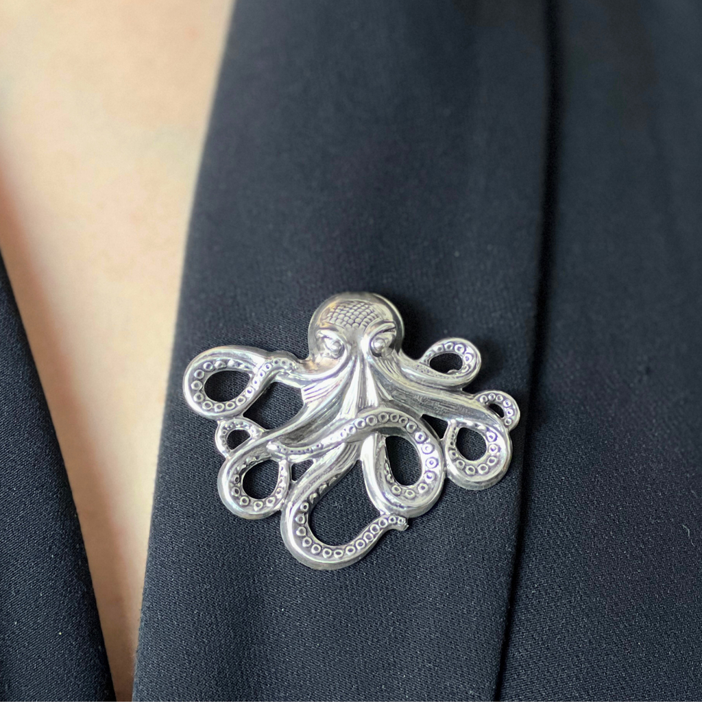 Broche Octopus Argentée