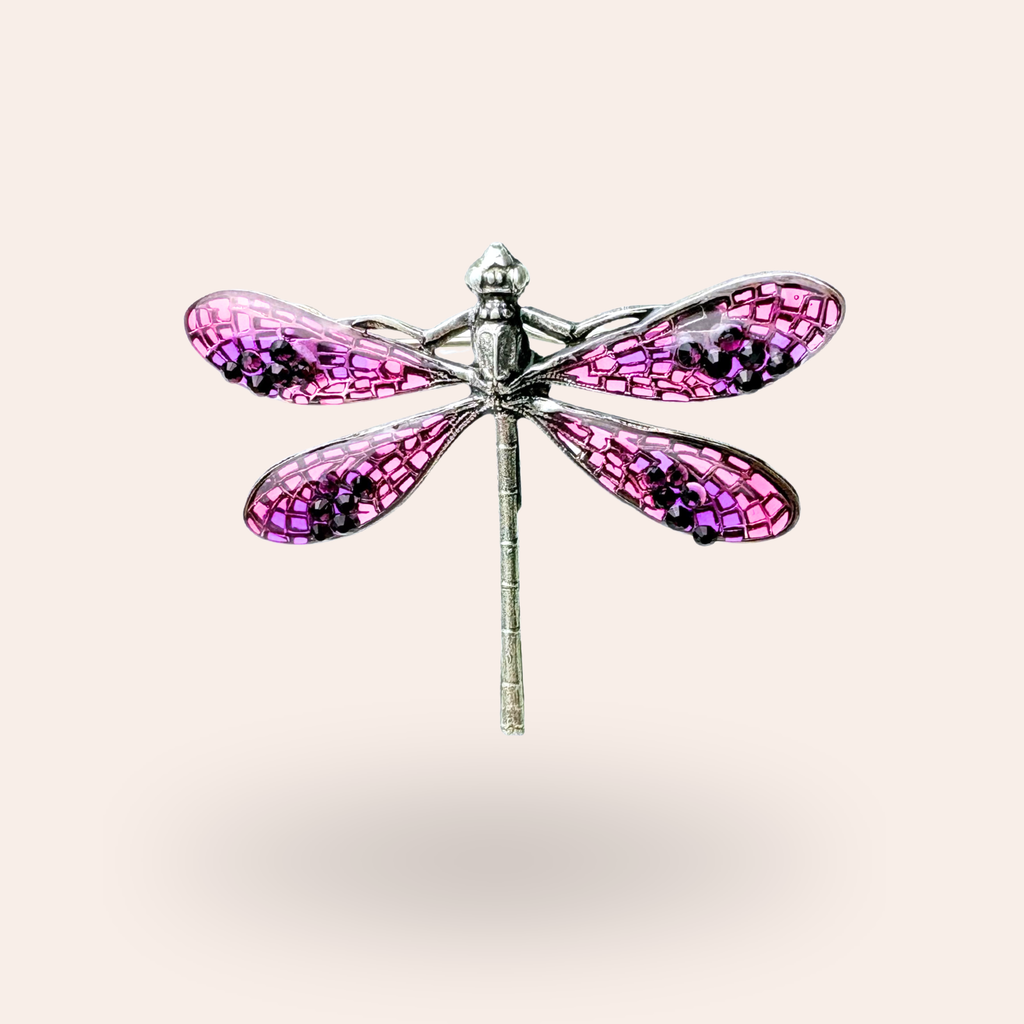 Broche Libellule vitrail