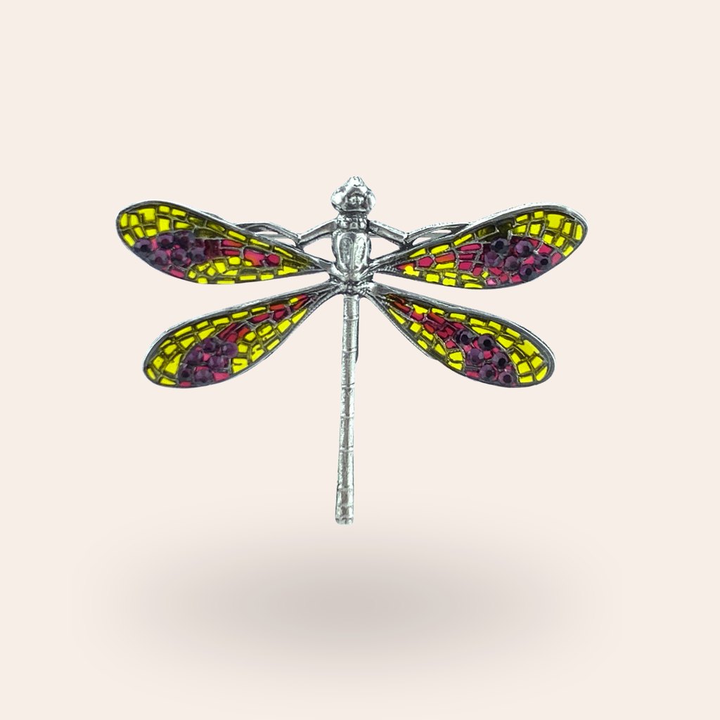 Broche Libellule vitrail
