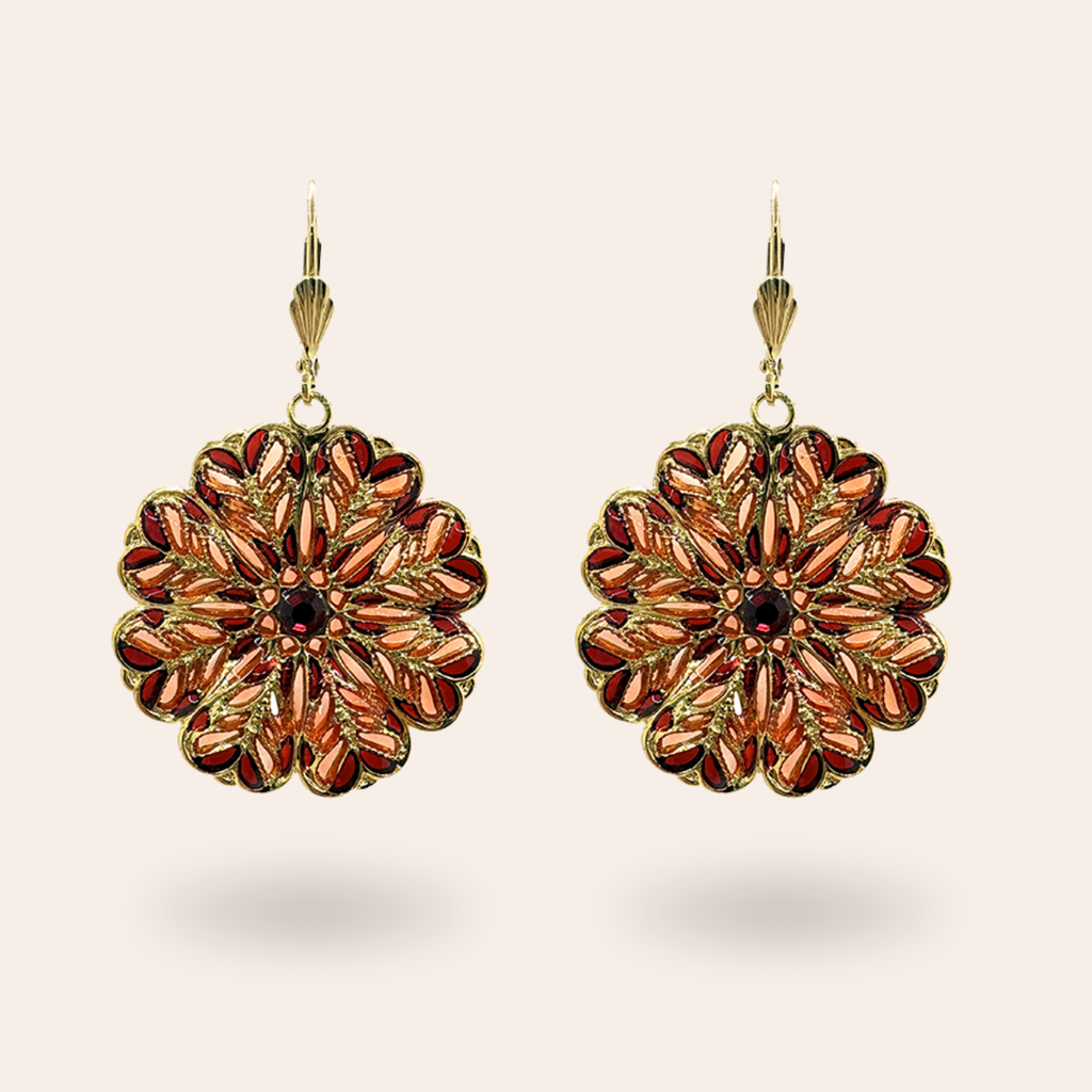 Boucles d'oreilles Florale dorées