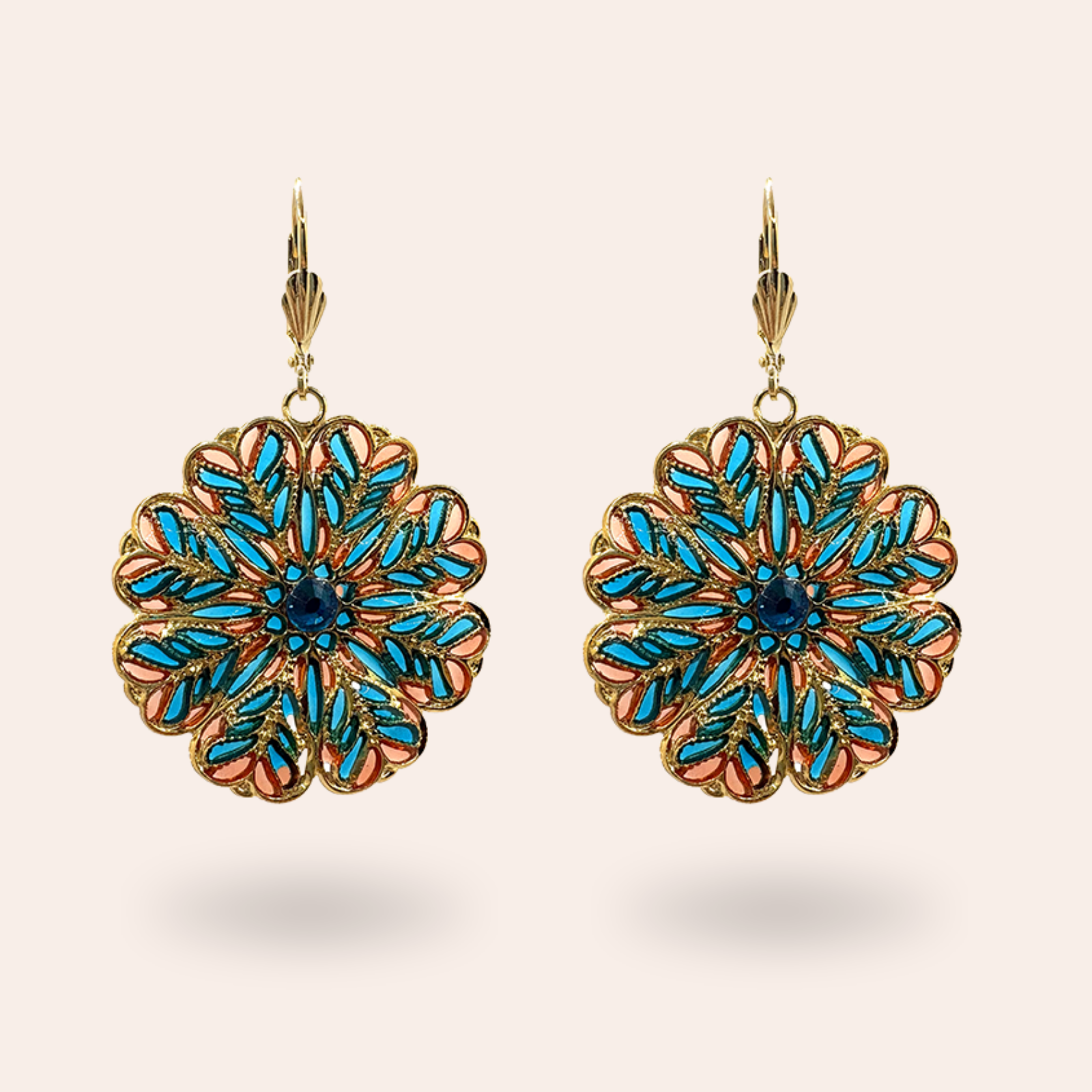 Boucles d'oreilles Florale dorées