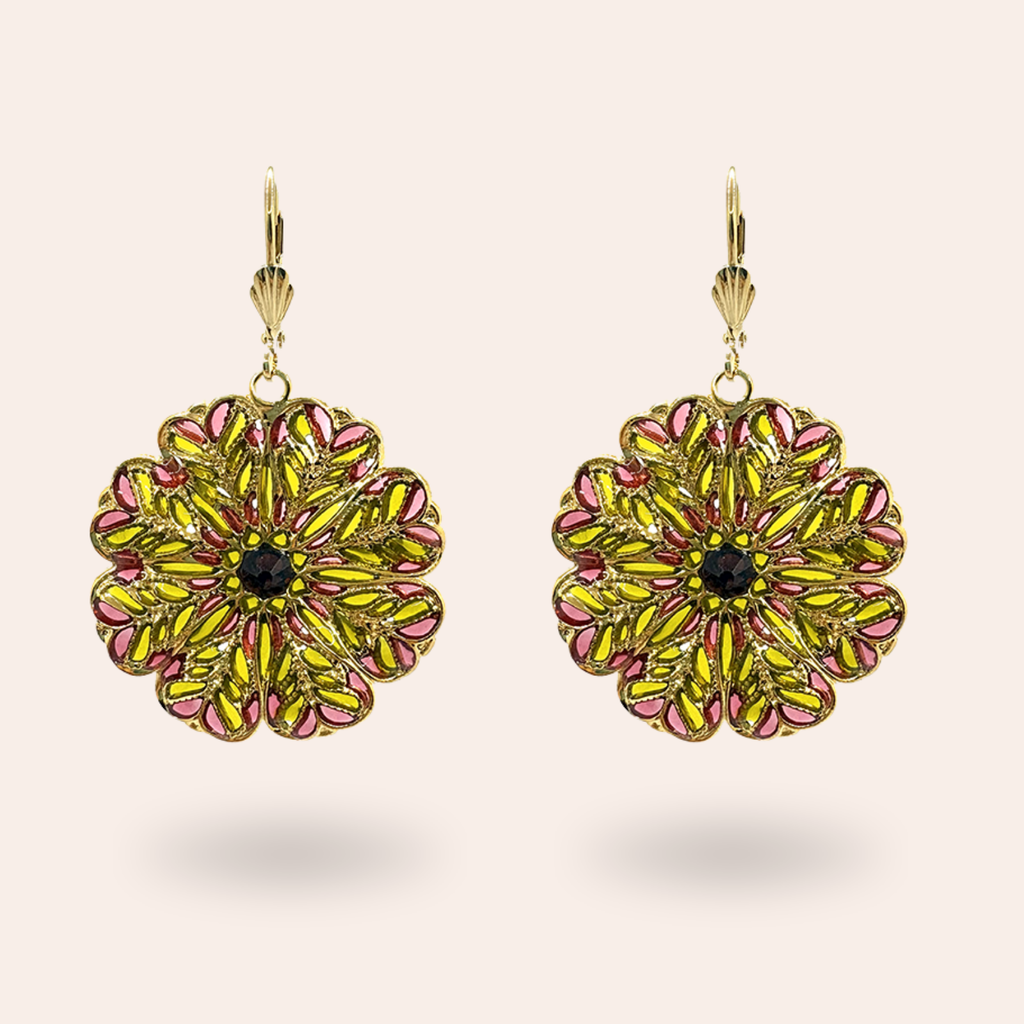 Boucles d'oreilles Florale dorées