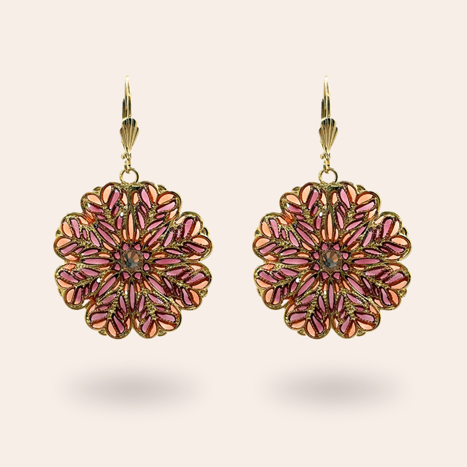 Boucles d'oreilles Florale dorées