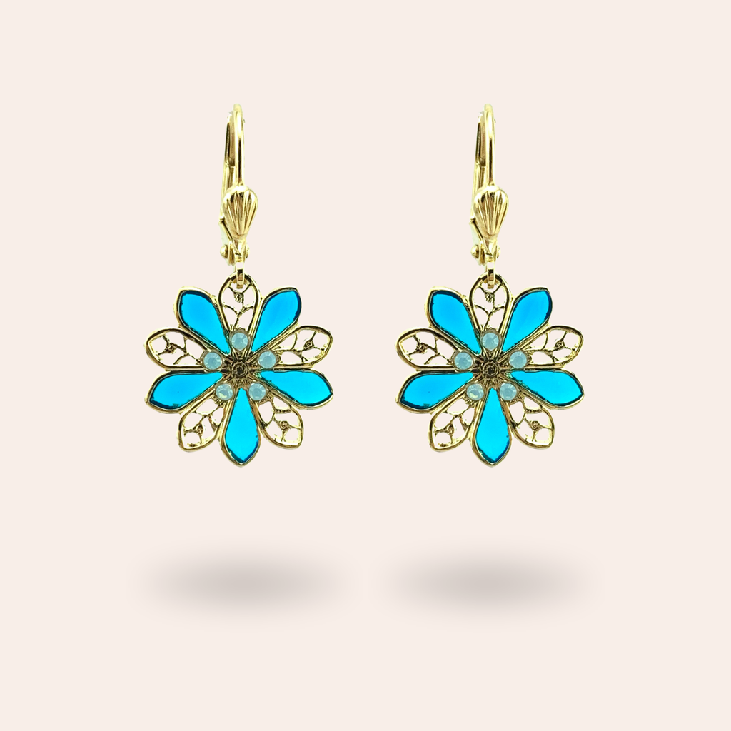 Boucles d'oreilles Dahlia dorées