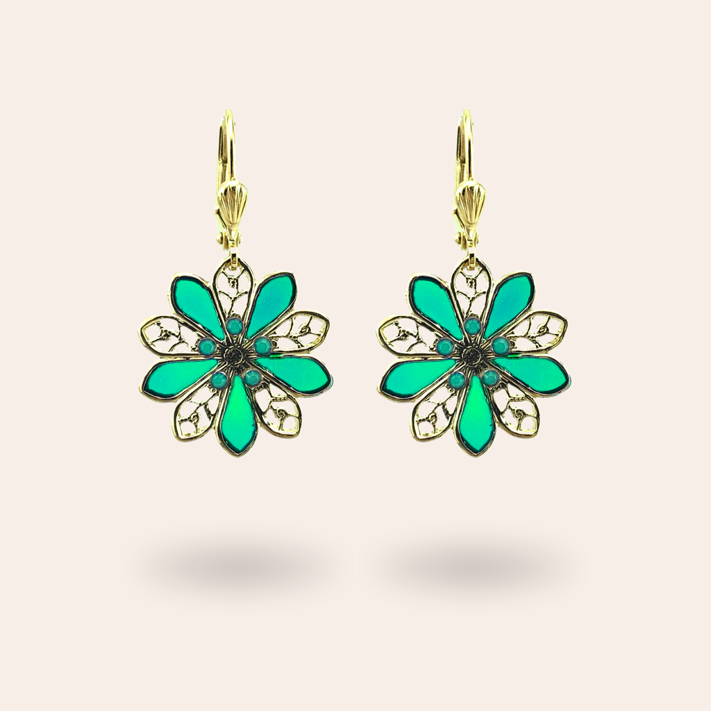 Boucles d'oreilles Dahlia dorées