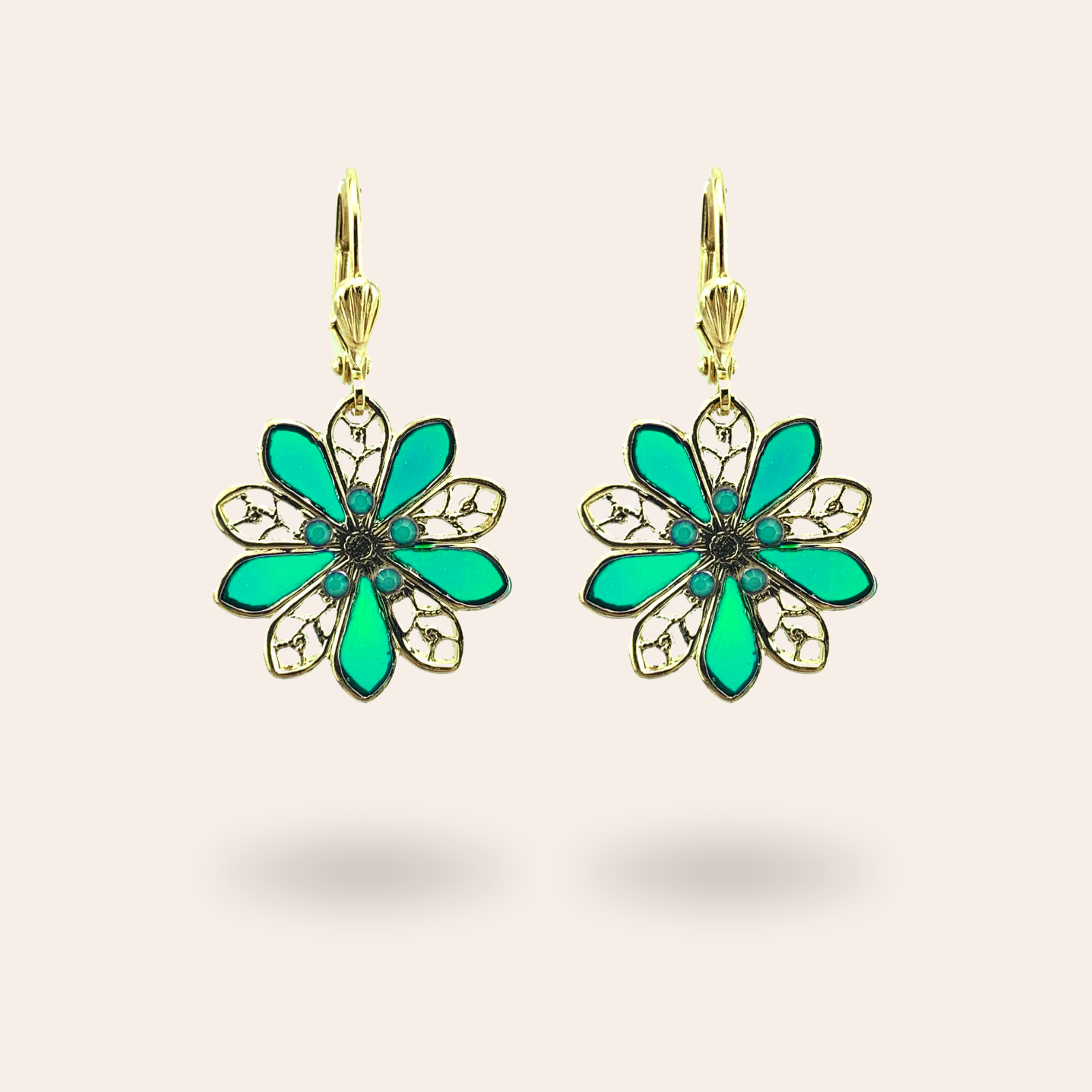 Boucles d'oreilles Dahlia dorées