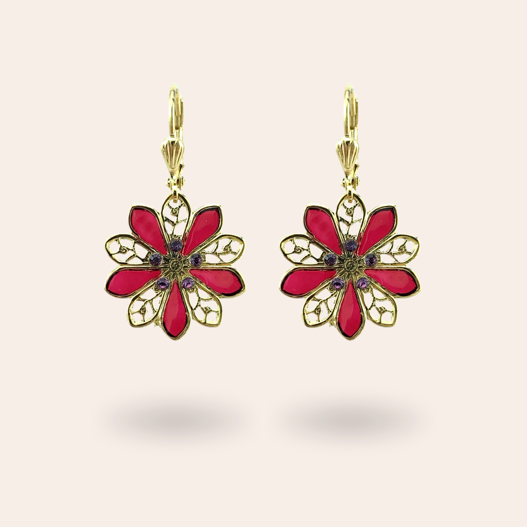 Boucles d'oreilles Dahlia dorées