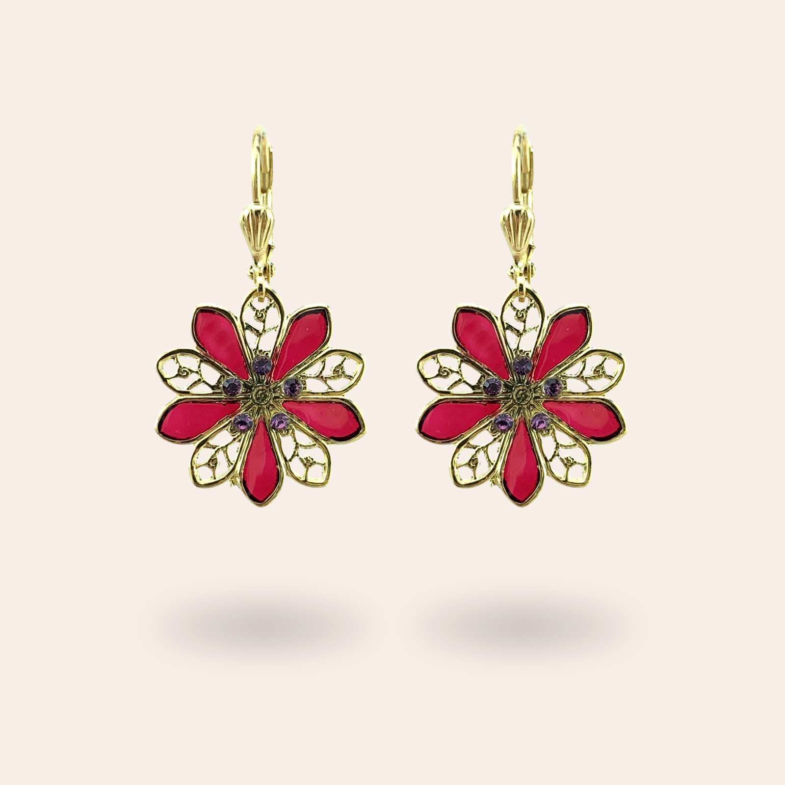 Boucles d'oreilles Dahlia dorées
