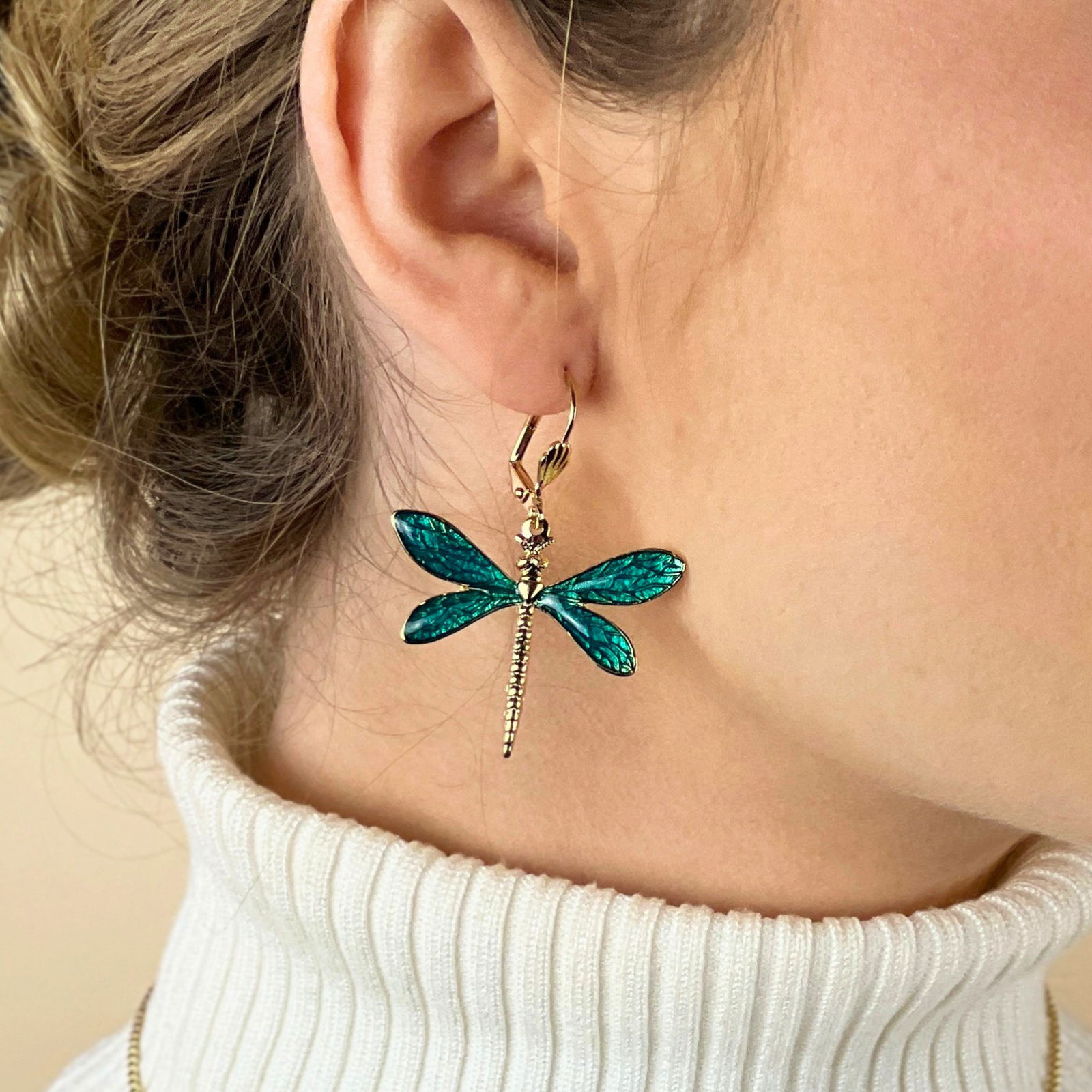 Boucles d'oreilles Libellules dorées