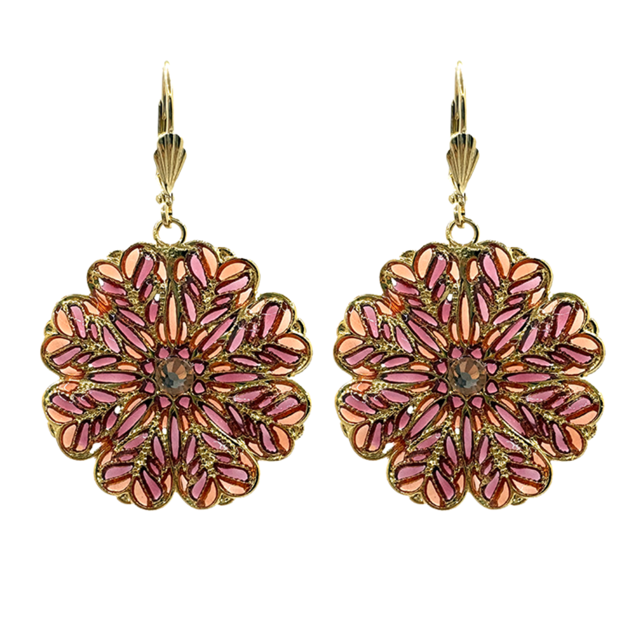 Boucles d'oreilles Florale dorées