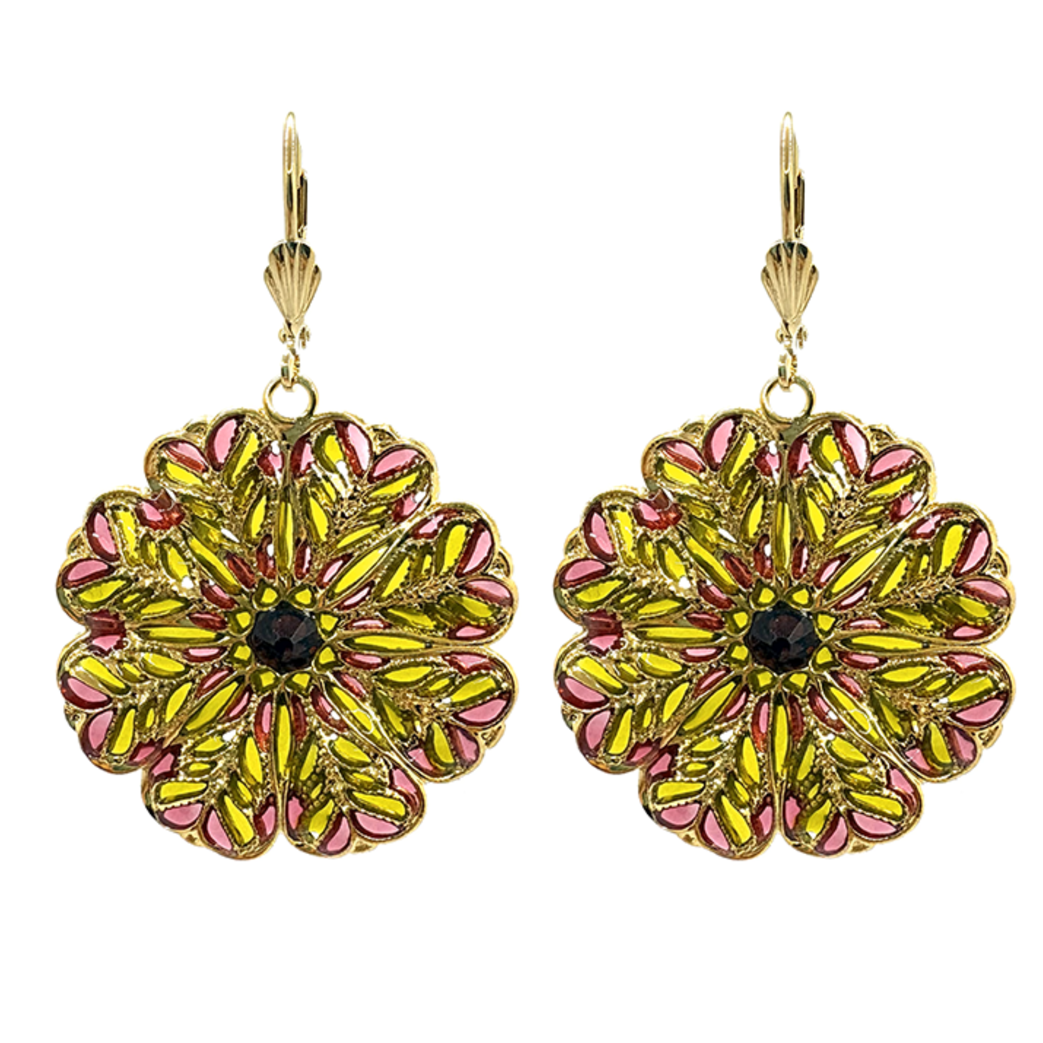 Boucles d'oreilles Florale dorées