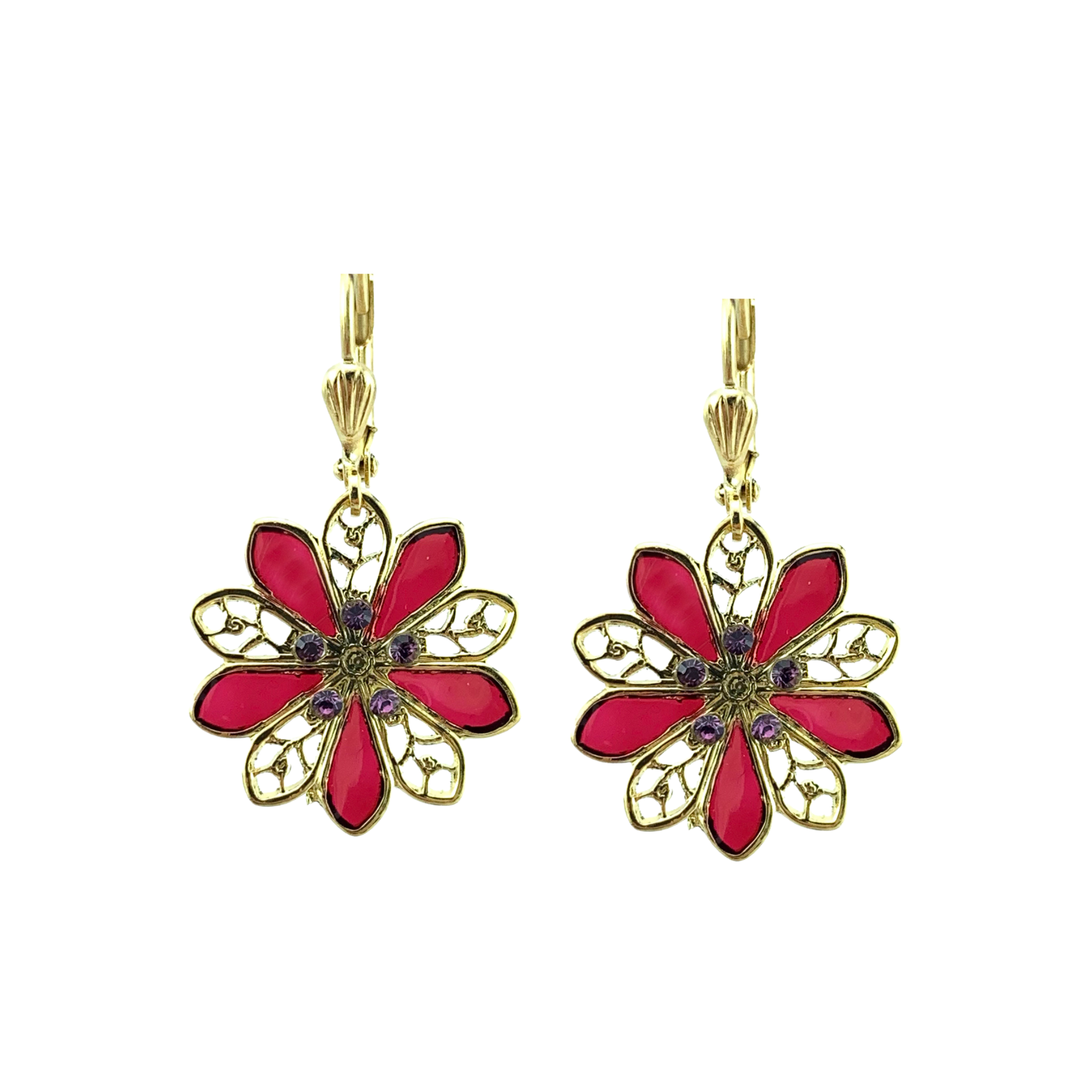 Boucles d'oreilles Dahlia dorées