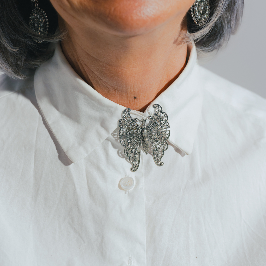 Broche Machaon Argentée