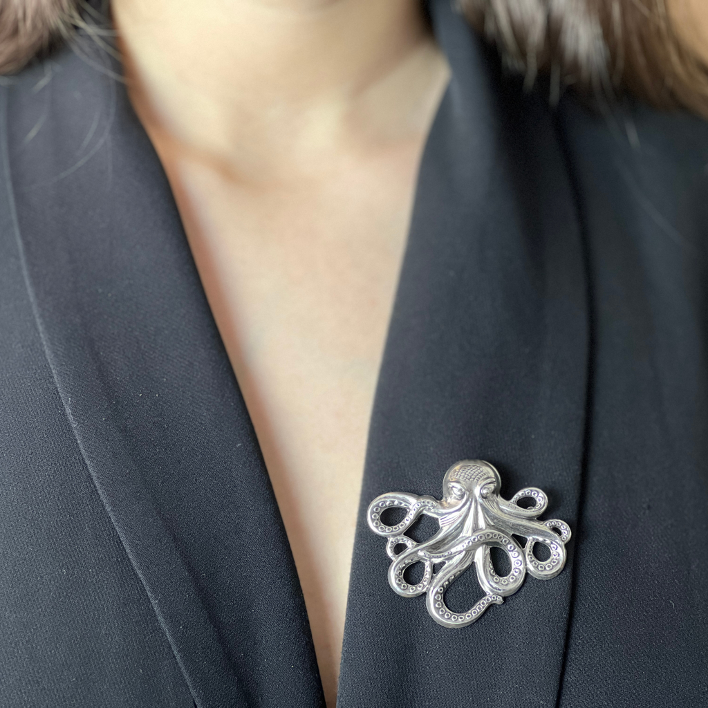 Broche Octopus Argentée