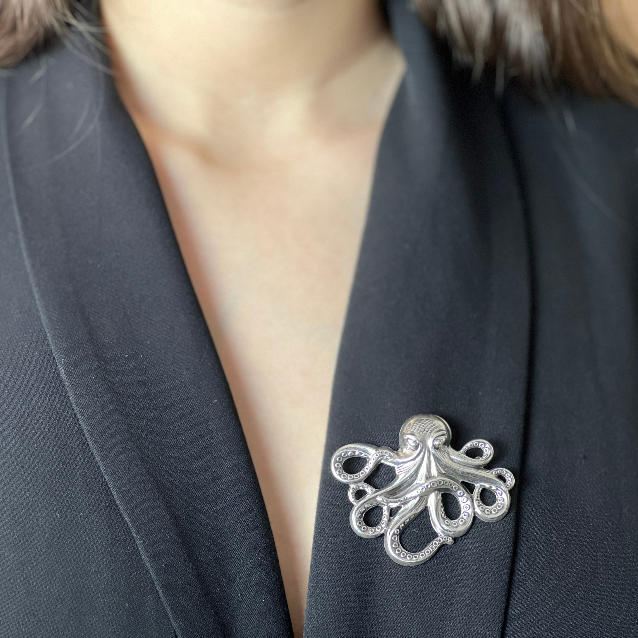 Broche Octopus Argentée