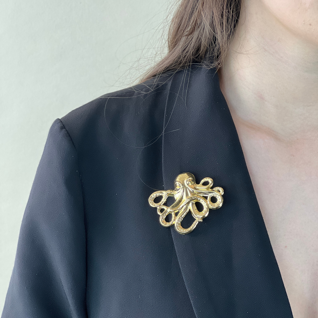 Broche Octopus Dorée