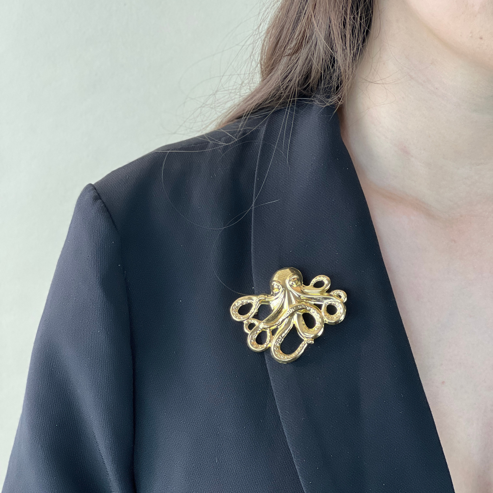 Broche Octopus Dorée