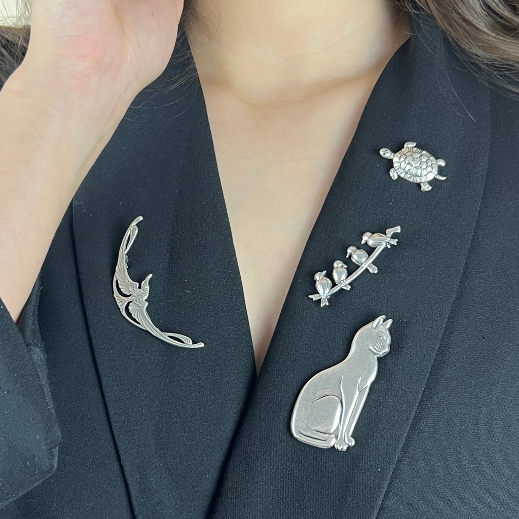 Broche Oisillons argentée