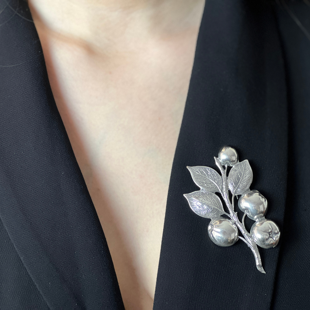 Broche Pommes Argentée