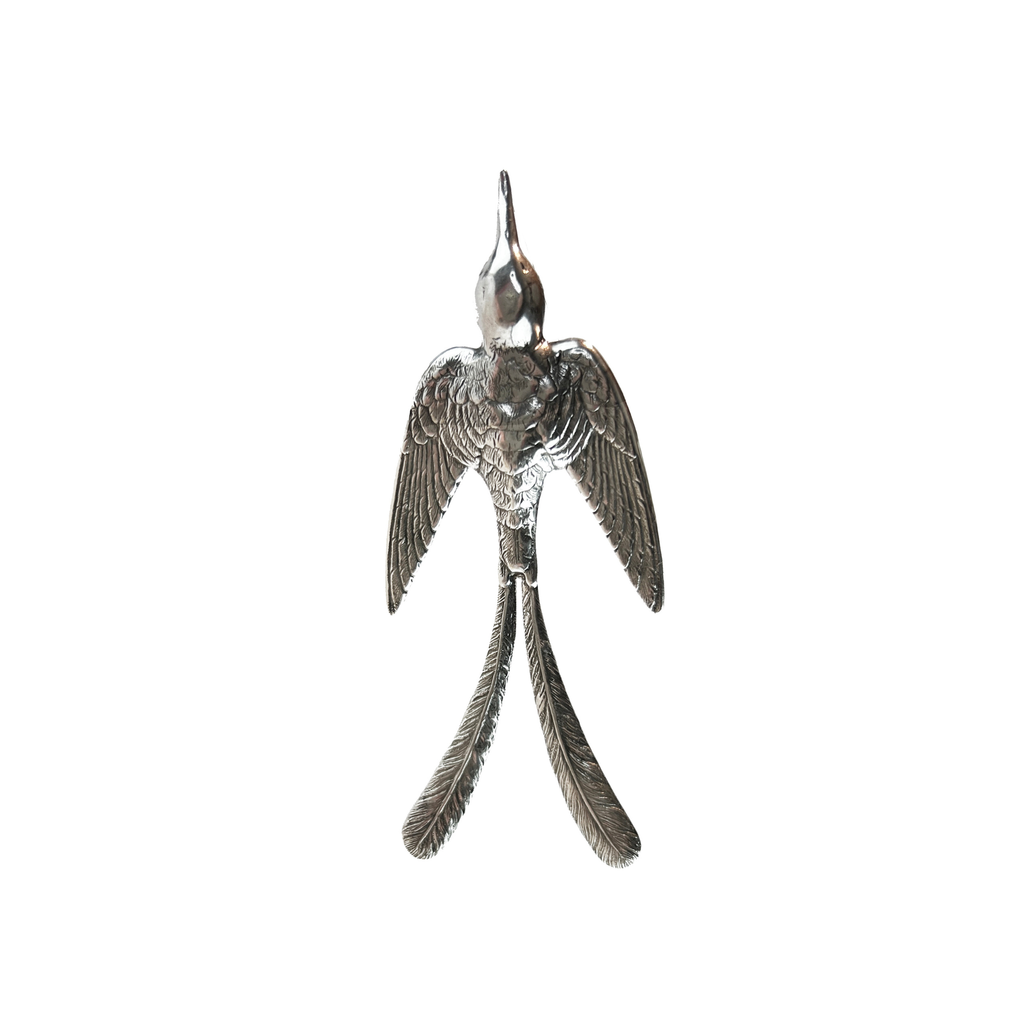 Broche Rossignol argentée