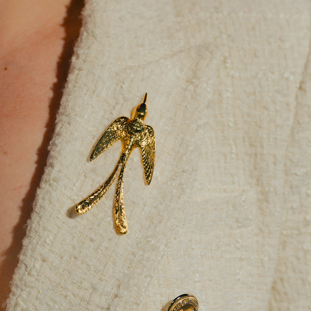 Broche Rossignol dorée